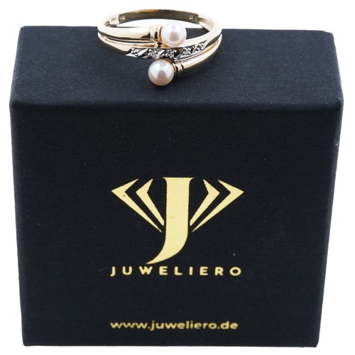 Akoya Zuchtperlen Ring 585 Gold 14 Kt Bicolor Diamant Damen Wert 690,- - Bild 8 von 8