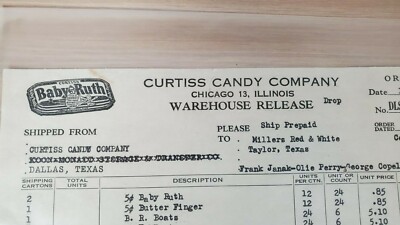 1951~CURTISS CANDY CO.~ADVERTISING BILL/LETTERHEAD~CHICAGO, IL~BABY RUTH