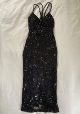 Windsor Women’s Black Spaghetti Strap Sequin Midi Dress