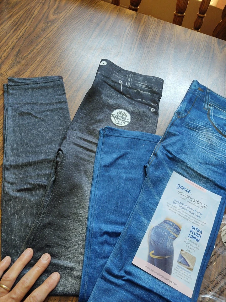 Mujeres Leggings Forrados de Felpa Jeans Ajustados 34 X 28- Dos Pares China Genie EE. UU. Talla L Foto 4 de 4