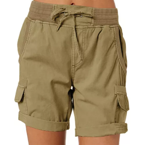Women Shorts Casual Cargo Short Ladies Home Plus Size Summer Pants Elastic Loose - Picture 9 of 48