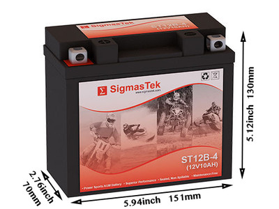 いくら082 ST12B-4 SLA Battery Replacement for Kawasaki ZX10R (non ABS