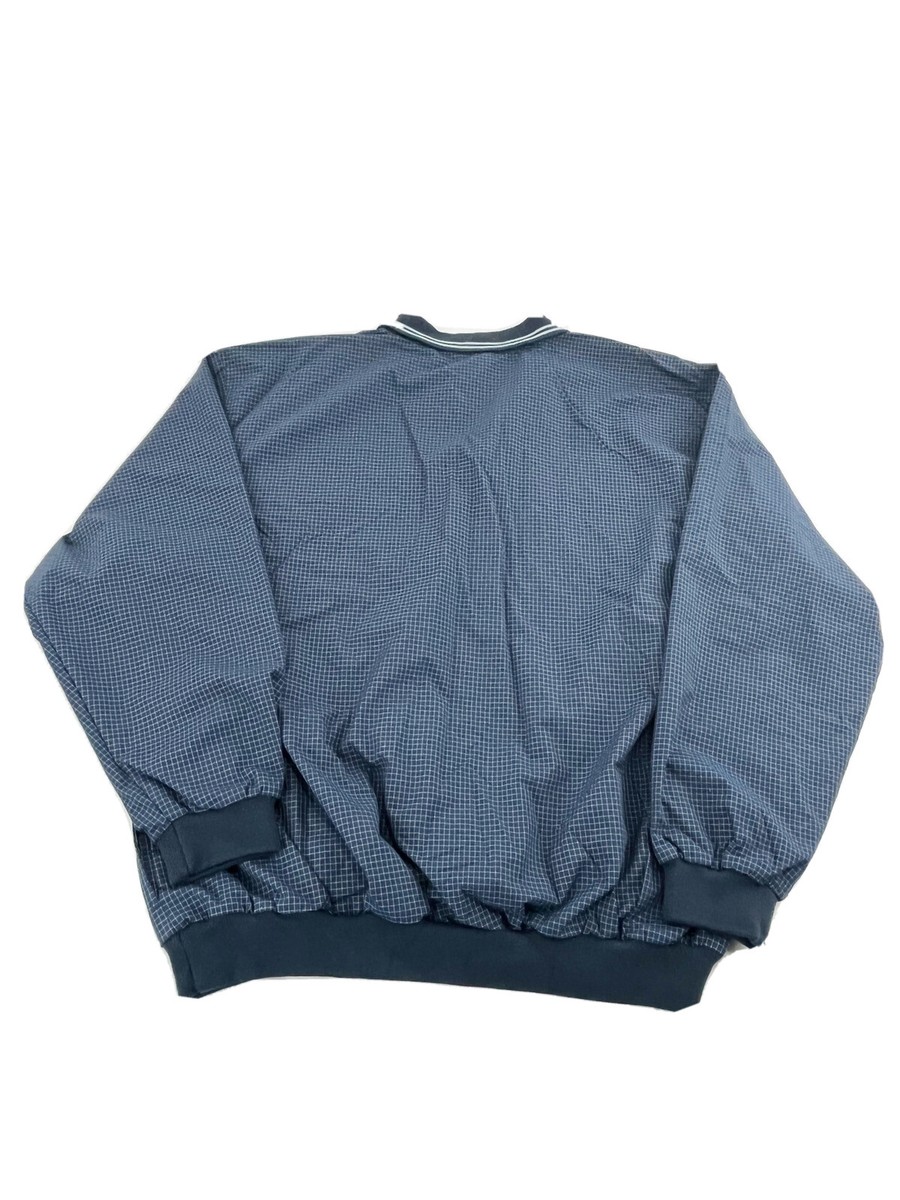 Men's IZOD Golf Jacket Windbreaker Jacket Large Navy Blue Plaid