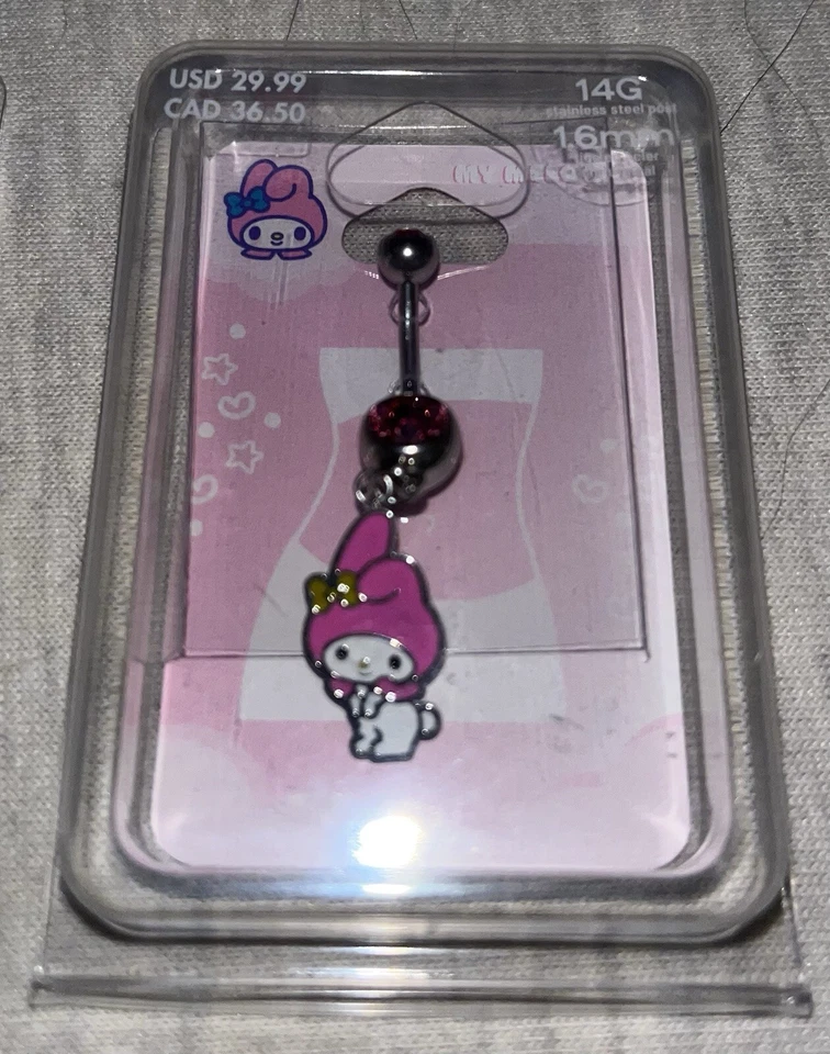 My Melody Tono Plata Acero Inoxidable Rosa Cristal Dije 14G Barra Vientre, Claire's Foto 2 de 3