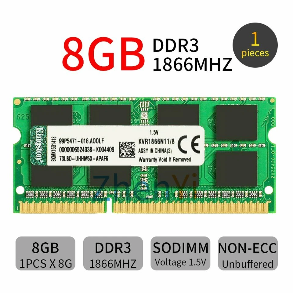 32GB 16GB 8GB DDR3 1866MHz KVR1866N11/8 SODIMM Laptop Memory RAM Kingston LOT BT - Image 4 of 4
