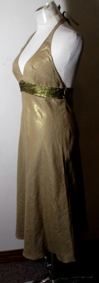 Vestido halter MARIA Bianca Nero tostado 100 % lino talla S Foto 4 de 4