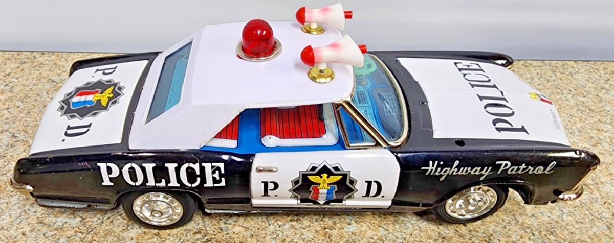 ブリキ パトカー police car レトロ ヴィンテージ tin ミニカー Vintage Tin Toy Police Car 60's - 70's Era Collectible Tin