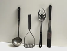 4 Ekco Flint Stainless Kitchen Utensil Set Ladle Masher Slotted Spoon Icing