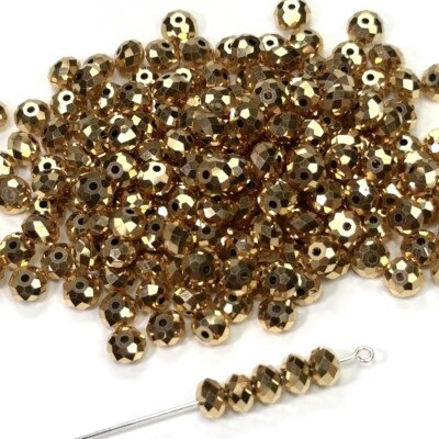 Crystal Aurum Full Gold, Preciosa Czech MC Bellatrix Spacer Crystal Beads 6mm