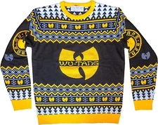 Wu Tang Clan Logo Snowflakes Yellow Black White Ugly Christmas Sweater