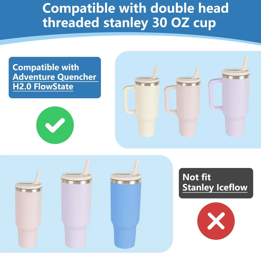 Tumbler Flip Straw Lid, Leak Proof, Replacement For Quencher, H2.0 Flow State