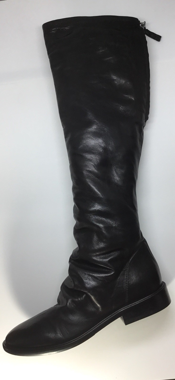 Nuevo-Steven By Steve Madden italiano Negro Cuero Alto Plano botas Nuevo-Steven By Steve Madden italiano Negro Cuero Alto Plano botas