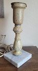 Antique Torchiere Cast Metal Lamp Marble Base Victorian French Barn Chic Deco