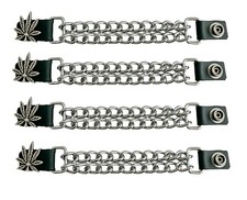 Motorcycle Vest Extenders 7" Double Chrome Chain Made in USA 24 Snaps MC Biker
