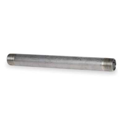 Zoro Select T4bnd15 1/2'' Mnpt X 10'' Tbe Stainless Steel Pipe Nipple Sch 40