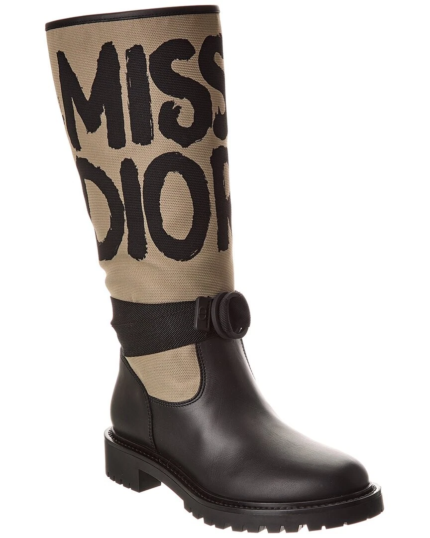 Bottes femme Dior D Major toile et cuir genou noir 41
