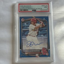 Topps 2025 Bowman JJ Wetherholt Blue Autograph #BPA-JW /150 PSA 9 Cardinals