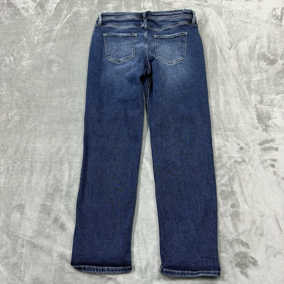 Pantalones de mezclilla KanCan para mujer 29 azules boyfriend elásticos lavado oscuro deshilachados City Preppy Foto 2 de 4