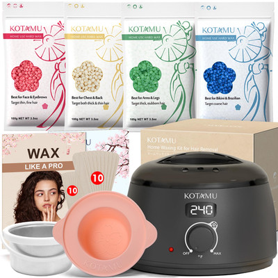 Kotamu Waxing Kit Black Digital Wax Kit For Women Men Sensitive Skin Hard