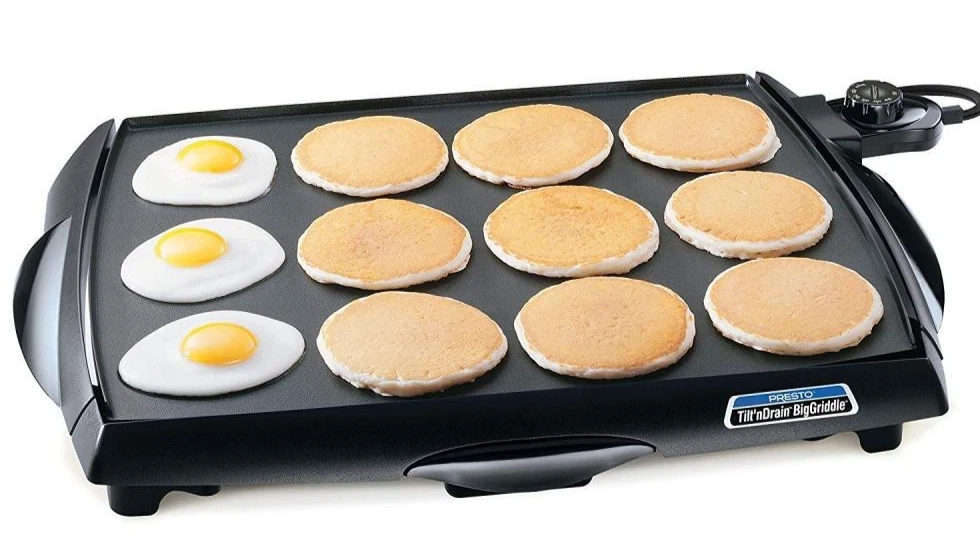 PRESTO 07046 Tilt 'n Drain Cool Touch Electric Griddle Large Format 19x15-inch
