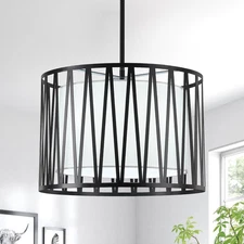 15.7” Drum Chandeliers for Dining Room, 4 Light Modern Drum Light Fixture