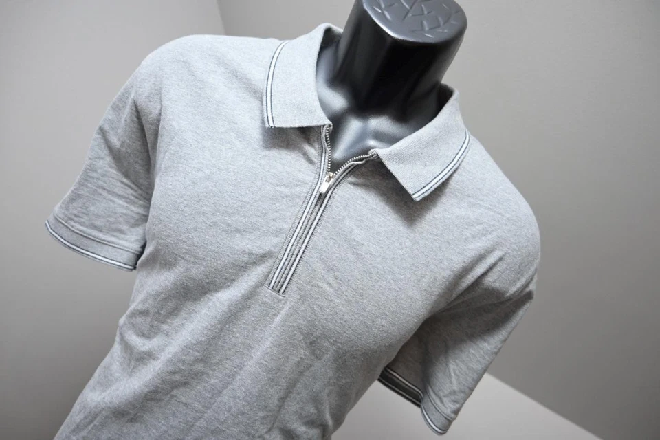 Express 1/4 Zip Polo Shirt Stretch Gray Casual Short Sleeve Mens Sz Large - Image 3 of 4