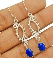 Natural Lapis Lazuli -Afghanistan 925 Sterling Silver Earrings
