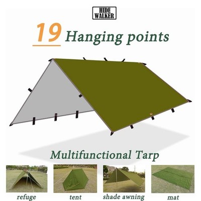 Wasserdicht Camping Tarp Zelt 3x3/3x4/4x4 Sonnenschutz Vorzelt 19-Punkt Survival
