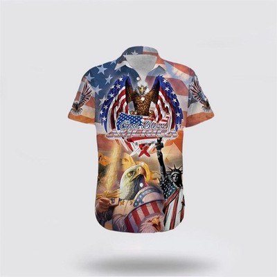 God Bless American Patriotism Eagle Hawaiian Shirt 8211 Gifts For Christians