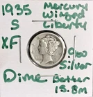1935 S San Francisco Mint 90% Silver Mercury Dime US Coin