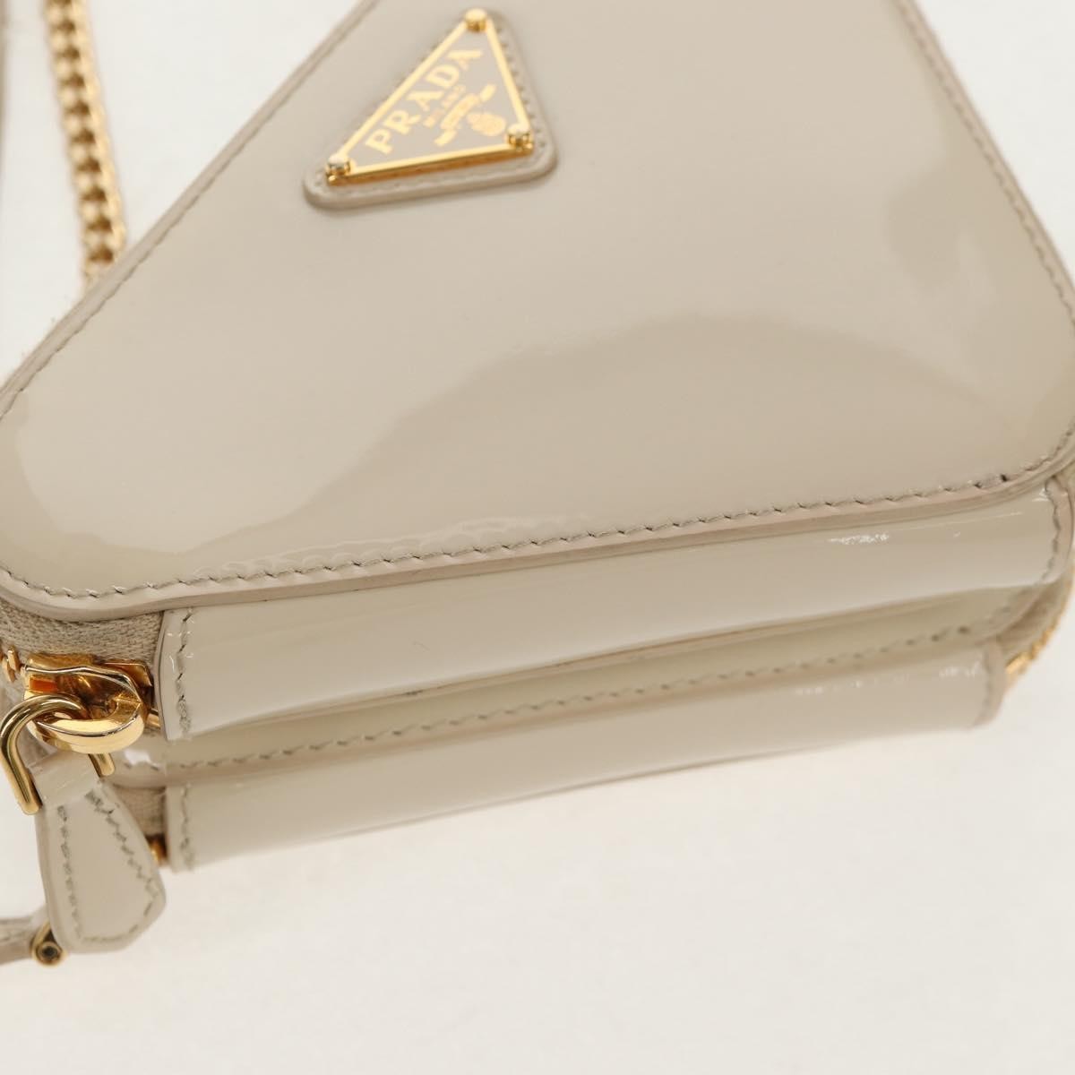 PRADA Triangle Mini Pouch Enamel 2way Ivory Gold 1NR015 Auth 147726M thumbnail 16