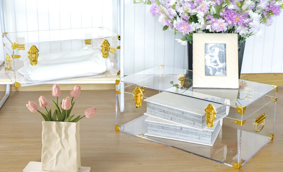 亚克力储物箱装饰行李箱 2 件套大号学院宿舍收纳盒... — 第 4/4 张图片