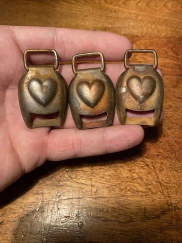 3 Vintage Civil War Style HORSE HEART Bridle HARNESS Rosettes BUCKLES Rare Small