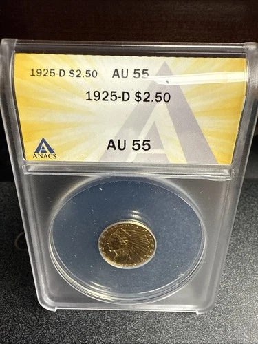 1925-d indian head 2.50 gold quarter eagle ANACS AU55