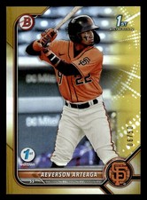 2022 Bowman 1st Edition #BPPF-82 Aeverson Arteaga Gold Foil #/50
