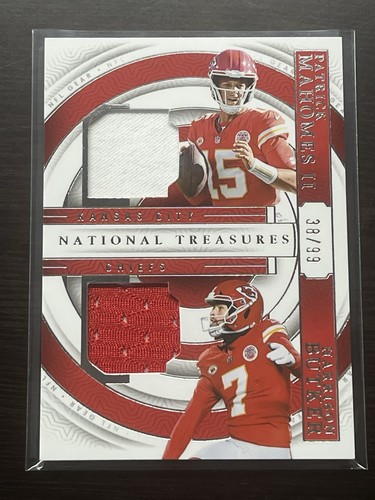 Patrick Mahomes Harrison Butker 2022 National Treasures Game Gear Dual Patch /99