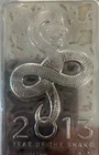 2013 Year of Snakes 10 Troy oz .Fine .999 Silverrt Bar Sealedn Sealed NO RESERVE