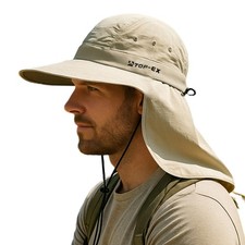 Upf 50 Cooling Wide Brim Sun Hat For Men With Neck Flap, Packable Uvcoolix