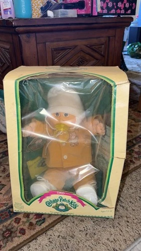 Cabbage Patch Kids 1985 Baby Doll Original Box Orange Outfit White Hat Vintage