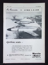 Original 1953 Reklame Avro C.F.100 Flugzeug Schleudersitze Martin-Baker