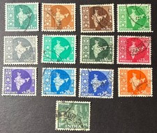 India Decimal Definitives Stamp Lot Map of India 1nP–1R Used 13 Stamps