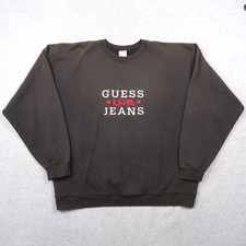 Vintage 90s Guess Jeans Sweatshirt Crewneck XL XLarge Faded Black Distressed