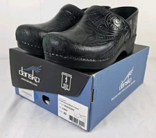 Dansko Women's Size 42 | 11-11.5 Black Tooled Floral Design Clogs Shoes Note!