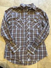 Wrangler Western Plaid Long Sleeve Pearl Snap Button Up Shirt Men s Medium