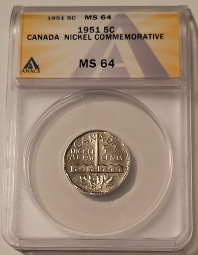 Canada George VI 1951 5 Cents Commemorative MS64 ANACS
