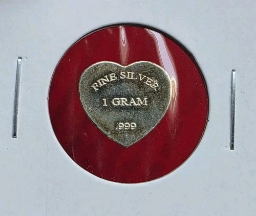 Heart Shaped - 1 Gram .999 Fine Pure Silver Bullion Mini Bar Ingot Coin Round