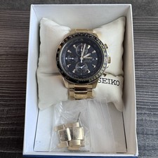 Seiko SSC009 Solar Chronograph Gold Tone Stainless Steel Men s Watch V172 10 Bar