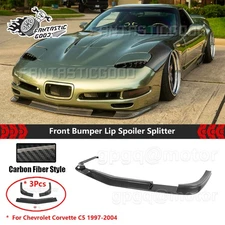 For Corvette C5 1997-04 Carbon Fiber ZR1 Style Front Bumper Lip Spoiler Spltter 