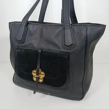 Marc Jacobs Suede Leather Tote Bag Black A4  Authentic