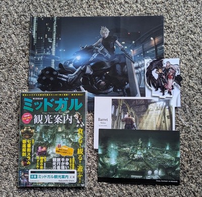 FINAL FANTASY VII REMAKE Midgar guide book + Cloud clear file card acrylic stand